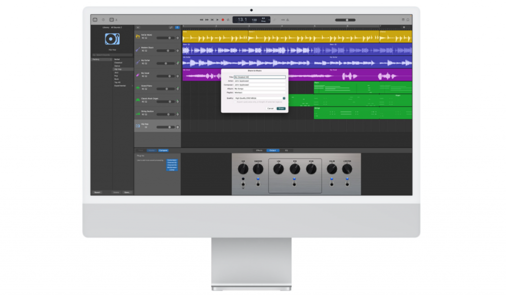 O GarageBand é como um estúdio musical inteiro no seu Mac! Crie, toque, mixe aprenda e compartilhe canções com este app exclusivo da Apple.