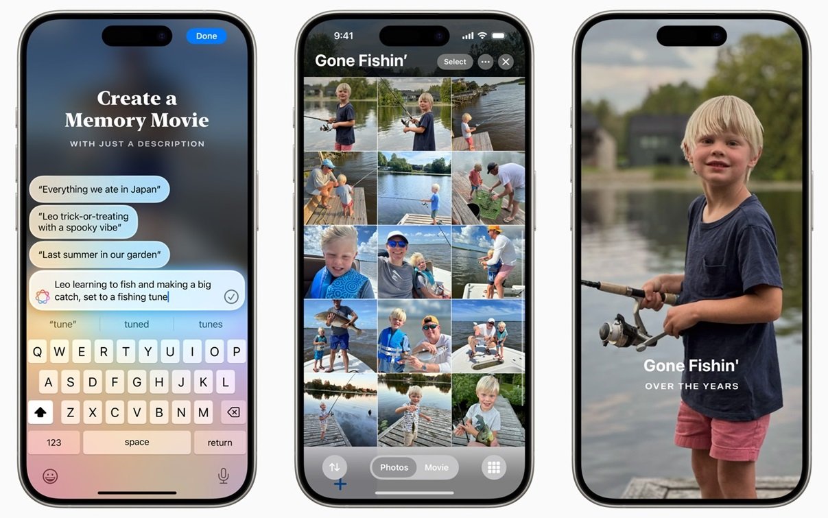 Basta digitar uma descrição pequena do que você quer ver, e a Apple Intelligence criará uma história dividida em capítulos com as melhores fotos e vídeos do que você pediu